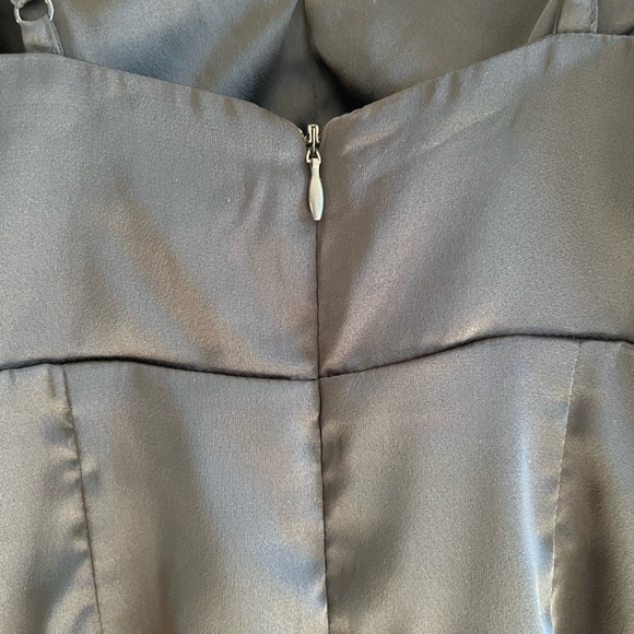 NWT Lulu's Caught Feelings Navy Blue Satin Ruffled Midi Dress - Navy - Size XS - Picture 12 of 12